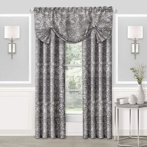 Achim Home Furnishing: Charlotte Floral Contemporary Window Curtain Panel (Grey,